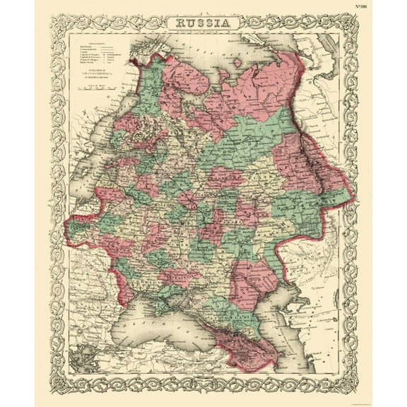 Historic Map - Russia - Colton 1869 - 23 x 27.67 - Vintage Wall Art