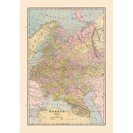 Historic Map - Russia - Cram 1888 - Vintage Wall Art