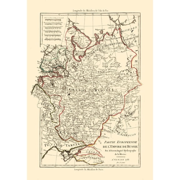 Historic Map - Russia - Empire Santini 1794 - Vintage Wall Art
