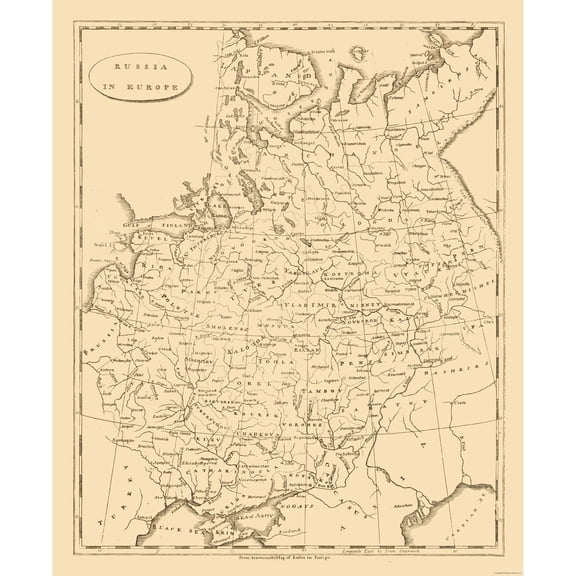 Historic Map - Russia European - Arrowsmith 1812 - Vintage Wall Art