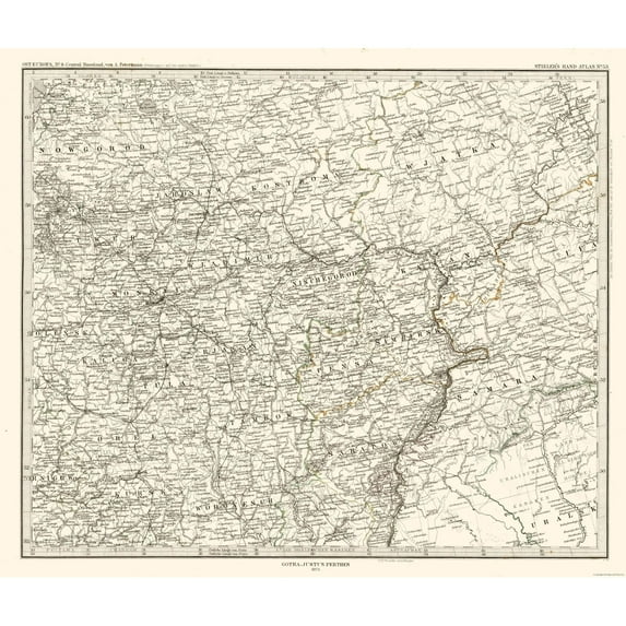 Historic Map - Russia European Central - Perthes 1873 - 27.20 x 23 - Vintage Wall Art