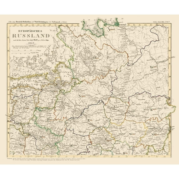 Historic Map - Russia European - Stieler 1850 - Vintage Wall Art