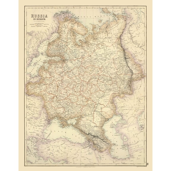 Historic Map - Russia European - Swanston - Vintage Wall Art