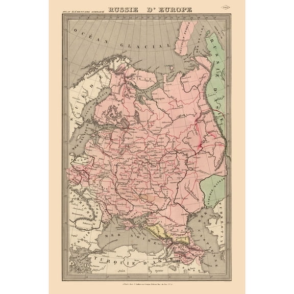 Historic Map - Russia European - Vintage Wall Art