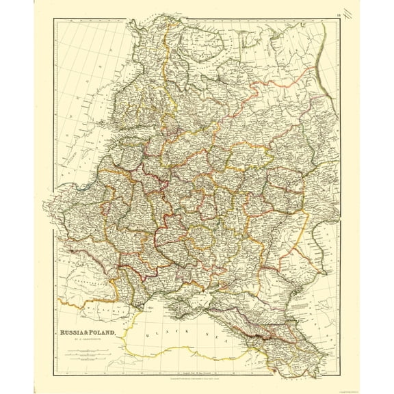 Historic Map - Russia Poland - Arrowsmith 1832 - 23 x 27.80 - Vintage Wall Art