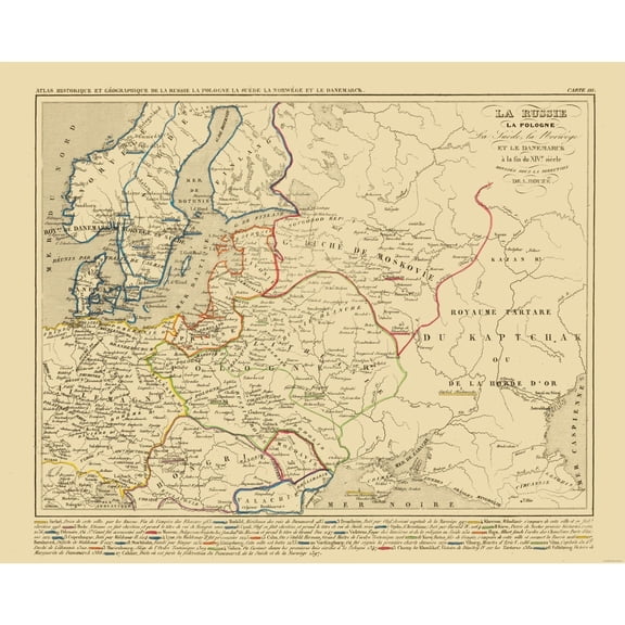 Historic Map - Russia Poland Scandinavia - Houze 1850 - Vintage Wall Art