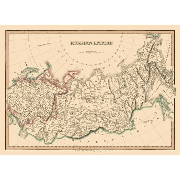 Historic Map - Russian Asia - Smith 1808 - 31.78 x 23 - Vintage Wall Art