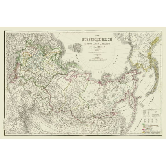 Historic Map - Russian Empire - Kiepert 1855 - Vintage Wall Art