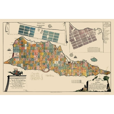 Historic Map - Saint Croix Virgin Islands Caribbean - Beck 1754 - Vintage Wall Art