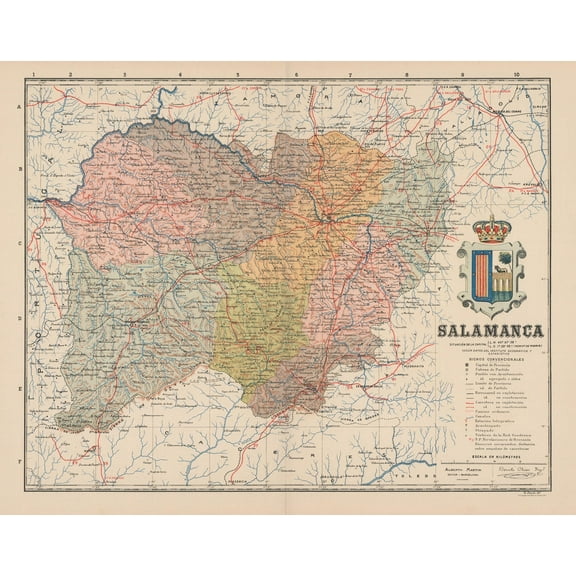 Historic Map - Salamanca Spain - Martin 1911 - 29.15 x 23 - Vintage Wall Art