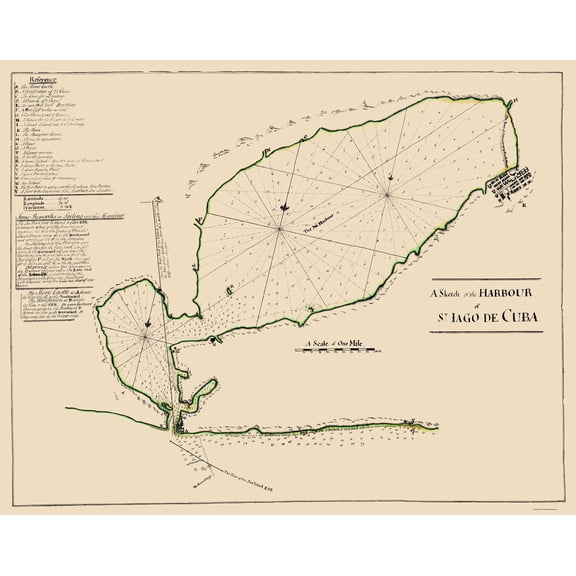 Historic Map - Santiago de Cuba - 1765 - 23 x 29.09 - Vintage Wall Art