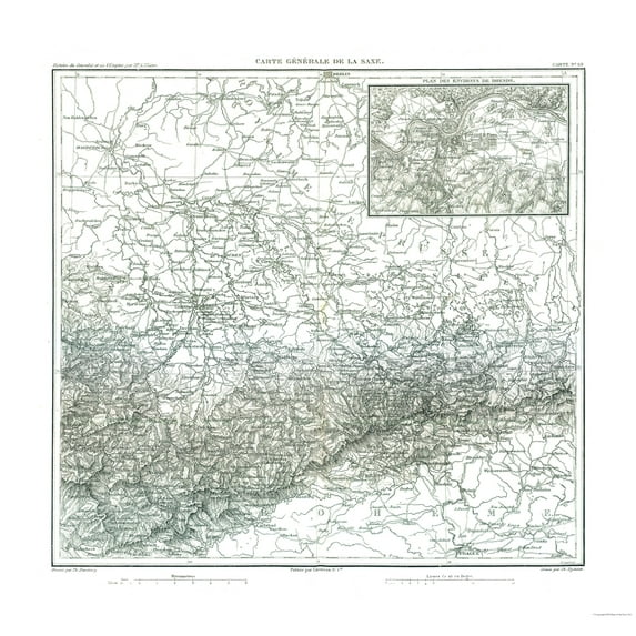 Historic Map - Saxe Germany - Thiers 1866 - Vintage Wall Art