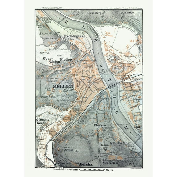Historic Map - Saxony Germany - Baedeker 1914 - Vintage Wall Art