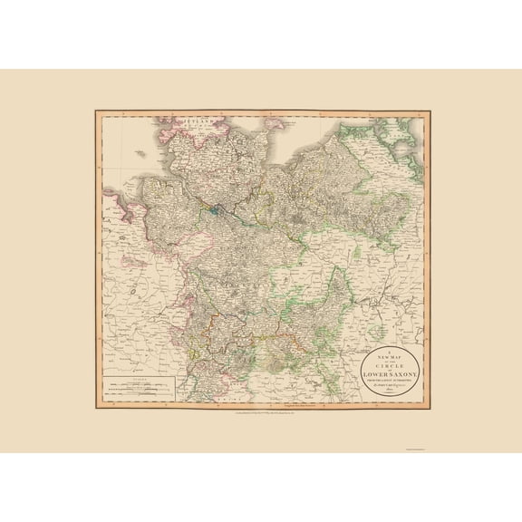 Historic Map - Saxony Germany Lower - Cary 1801 - Vintage Wall Art
