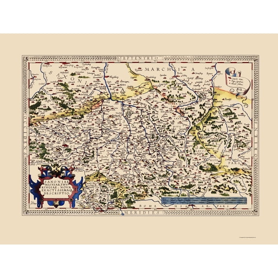 Historic Map - Saxony Germany - Ortelius 1598 - Vintage Wall Art