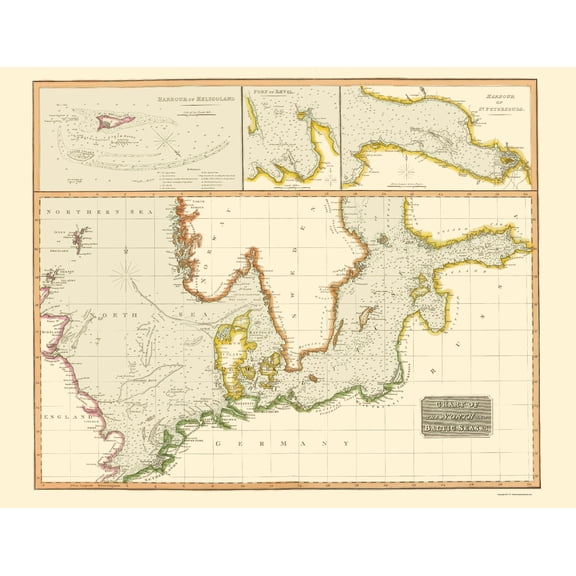 Historic Map - Scandinavia North Baltic Seas Nautical - Thomson 1816 - 23 x 30 - Vintage Wall Art
