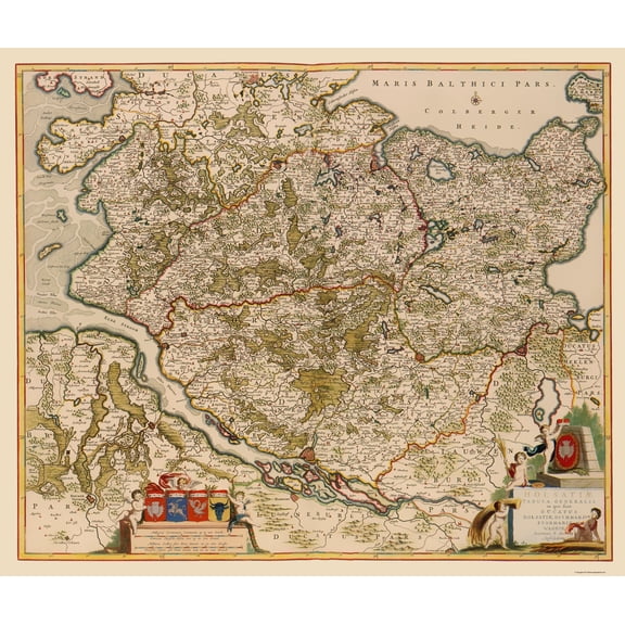 Historic Map - Schleswig Holstein Region Germany - De Wit 1688 - 23 x 27.17 - Vintage Wall Art
