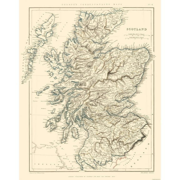 Historic Map - Scotland - Chapman 1847 - 23 x 29.21 - Vintage Wall Art