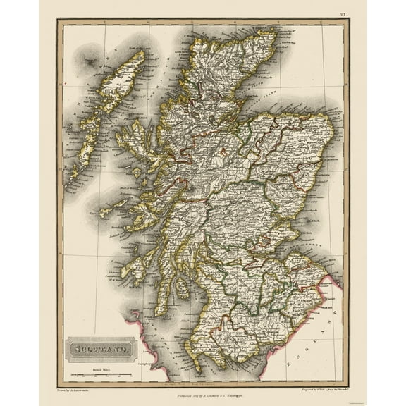 Historic Map - Scotland - Constable 1817 - 23 x 28.54 - Vintage Wall Art