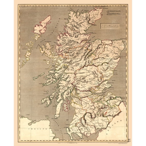 Historic Map - Scotland - Kirkwood 1817 - 23 x 28.42 - Vintage Wall Art