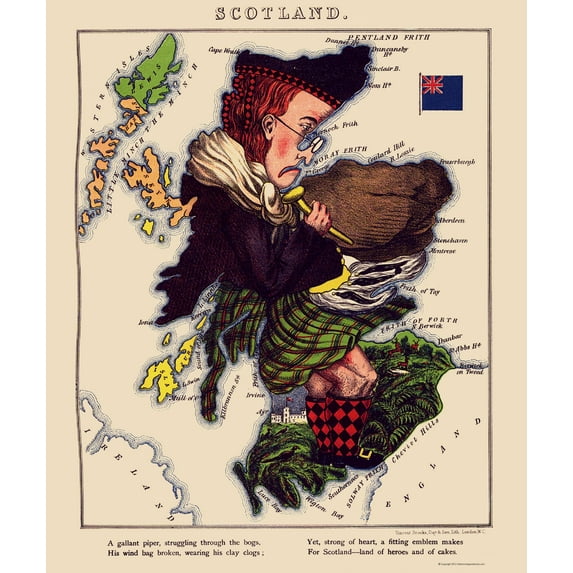 Historic Map - Scotland - Lancaster 1869 - Vintage Wall Art