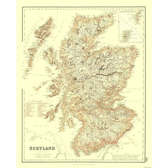 Historic Map - Scotland Railways - Swanston 1872 - 23 x 28.52 - Vintage Wall Art