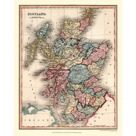 Historic Map - Scotland Regions - Dower 1832 - 23 x 28.87 - Vintage Wall Art
