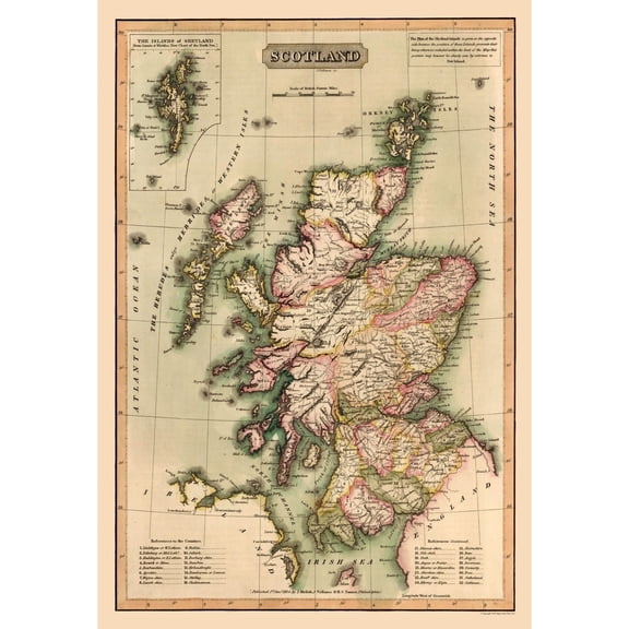 Historic Map - Scotland - Vallance 1814 - Vintage Wall Art