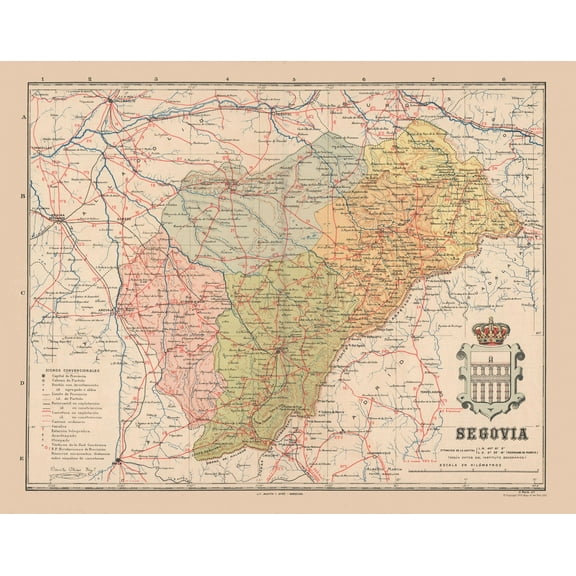 Historic Map - Segovia Spain - Martin 1911 - 29.21 x 23 - Vintage Wall Art