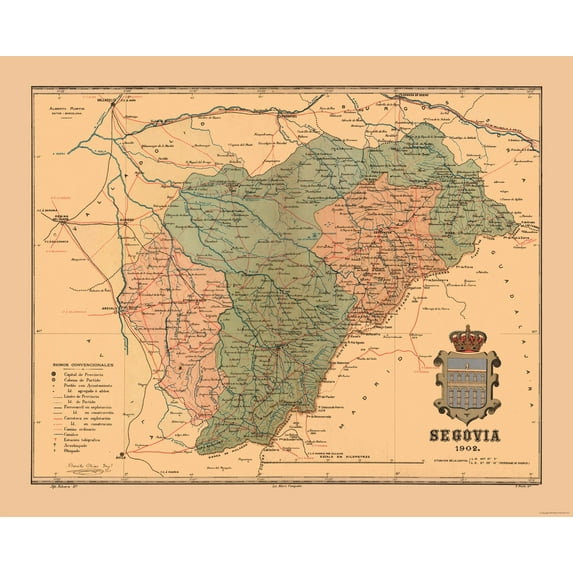 Historic Map - Segovia Spain - Martine 1904 - Vintage Wall Art