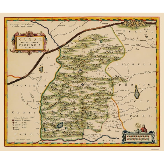 Historic Map - Shanxi China Province - Blaeu 1655 - 23 x 27.31 - Vintage Wall Art