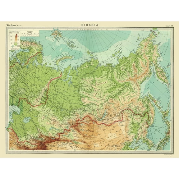 Historic Map - Siberia Russia - Bartholomew 1922 - 30.16 x 23 - Vintage Wall Art