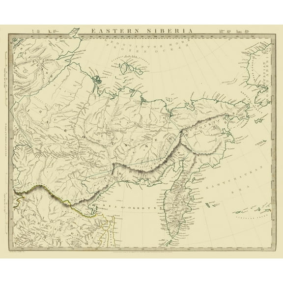 Historic Map - Siberia Russia - Chapman 1838 - 27.83 x 23 - Vintage Wall Art