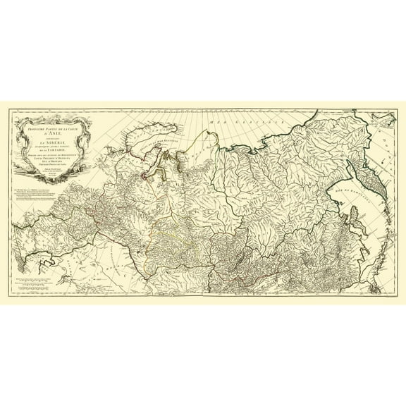 Historic Map - Siberia Russia - D'Anville 1753 - 45.81 x 23 - Vintage Wall Art