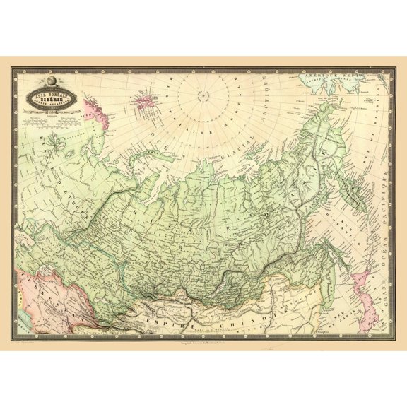 Historic Map - Siberia Russia - Garnier 1860 - Vintage Wall Art