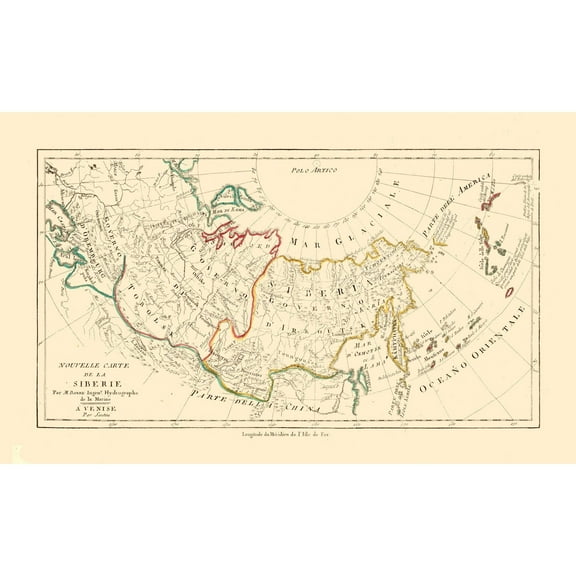 Historic Map - Siberia Russia - Santini 1794 - 37.64 x 23 - Vintage Wall Art