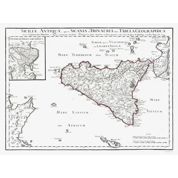 Historic Map - Sicily Ancient Italy - De L'isle 1731 - 31.03 x 23 - Vintage Wall Art