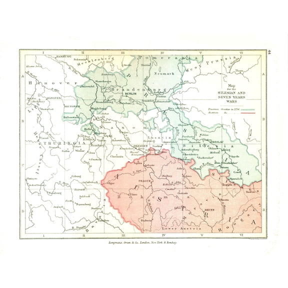 Historic Map - Silesian Seven Years Wars Europe - Gardiner 1902 - 30.06 x 23 - Vintage Wall Art