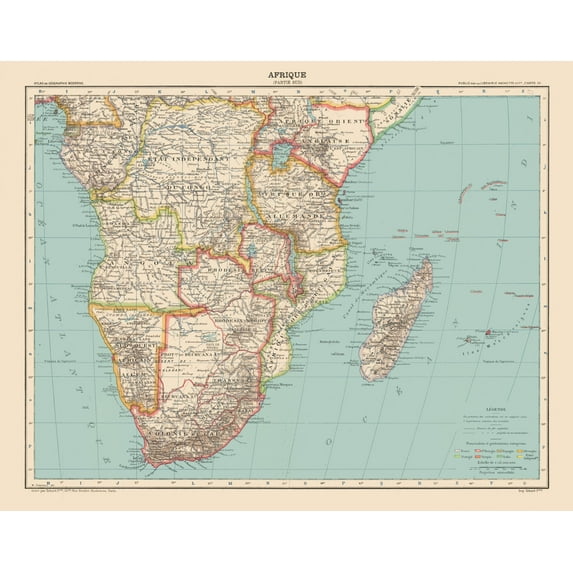 Historic Map - South Africa - Schrader 1908 - Vintage Wall Art