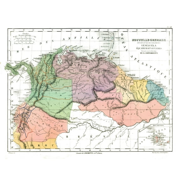 Historic Map - South America Northern - Cortambert 1880 - 29.92 x 23 - Vintage Wall Art