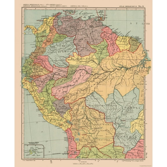 Historic Map - South America Northwest - Streit 1913 - 23 x 27.84 - Vintage Wall Art