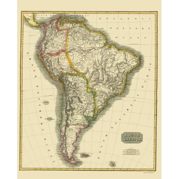 Historic Map - South America - Thomson 1815 - 23 x 28.49 - Vintage Wall Art