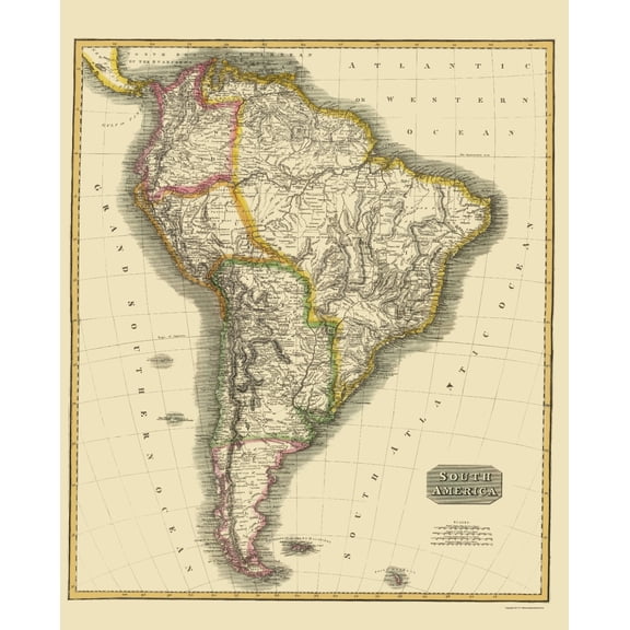Historic Map - South America - Thomson 1815 - Vintage Wall Art