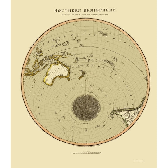 Historic Map - Southern Hemisphere - Thomson 1816 - Vintage Wall Art