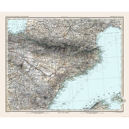 Historic Map - Spain Northeastern - Stieler 1885 - Vintage Wall Art price history and forecast - MAPS OF THE PAST