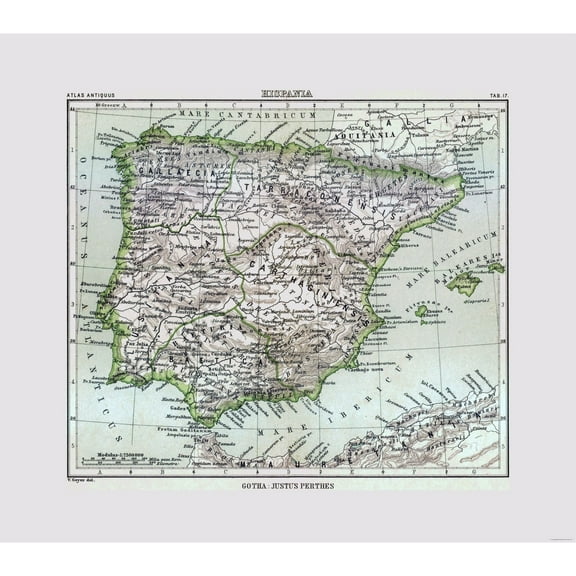 Historic Map - Spain - Perthes 1896 - 26.01 x 23 - Vintage Wall Art