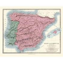 Historic Map - Spain Portugal - Stanford 1865 - 23 x 28.77 - Vintage Wall Art
