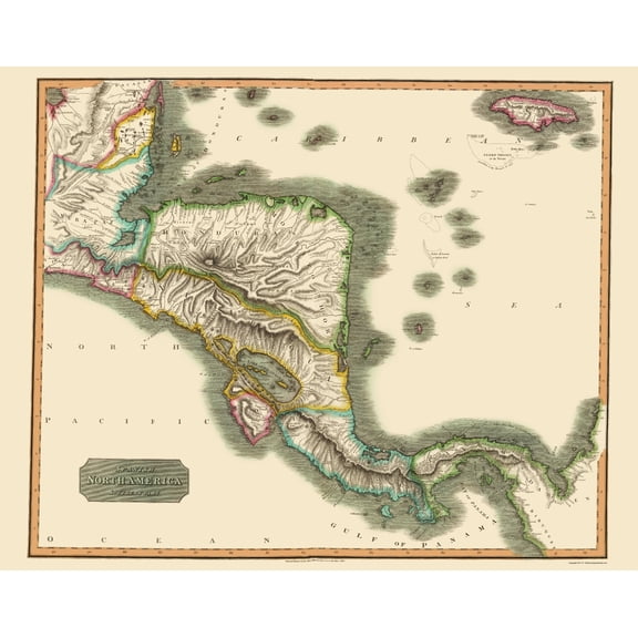 Historic Map - Spanish North America Southern - Thomson 1814 - 23 x 29 - Vintage Wall Art
