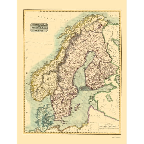 Historic Map - Sweden Denmark Norway - Thomson 1814 - Vintage Wall Art