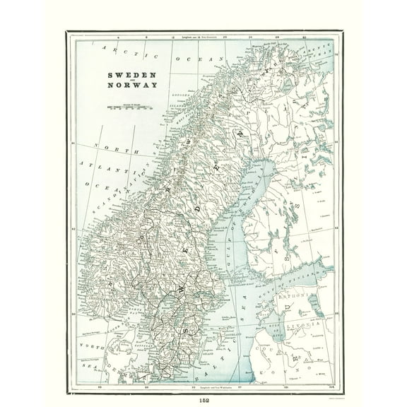 Historic Map - Sweden Norway - Rathbun 1893 - 23 x 29.39 - Vintage Wall Art